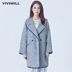 VIVIWILL 2015冬季新款长袖翻领加厚毛呢大衣韩版羊...